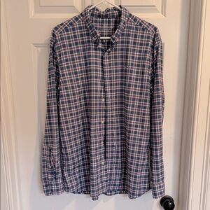 Vineyard Vines Navy and Pink Plaid Shirt